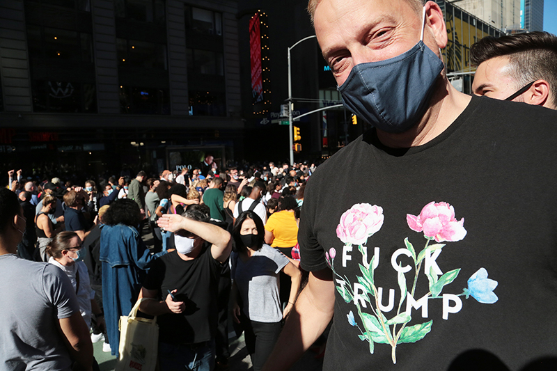 2020 Election Celebrations : New York City : Times Square : Richard Moore : Photographer : Photojournalist